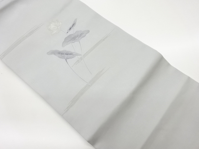 塩瀬金彩手描き蓮の花模様織出し名古屋帯